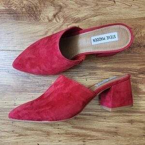 Steve Madden Heel Mule Red Suede